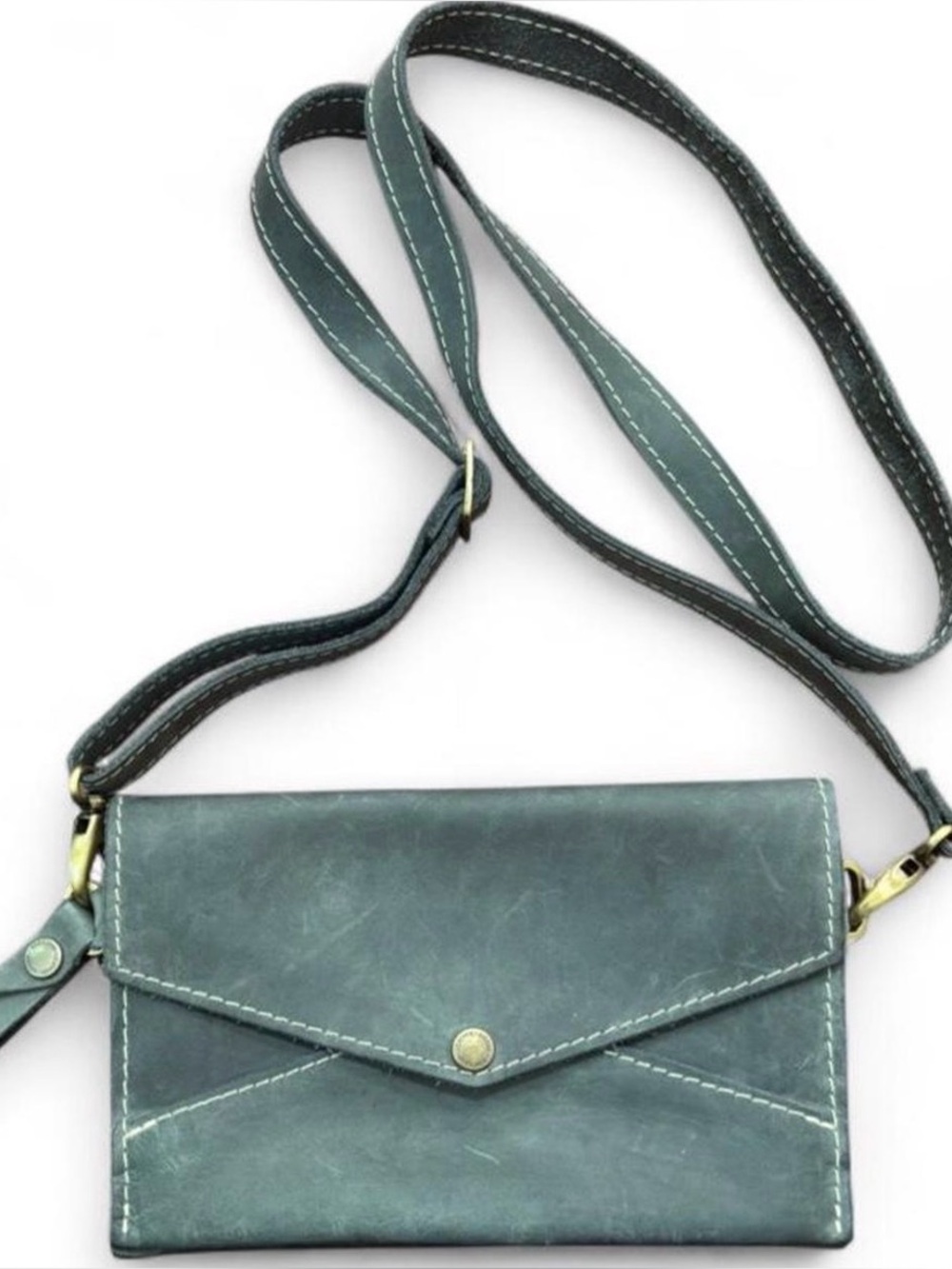 Portland Leather Goods Green Crossbody Envelope Bag